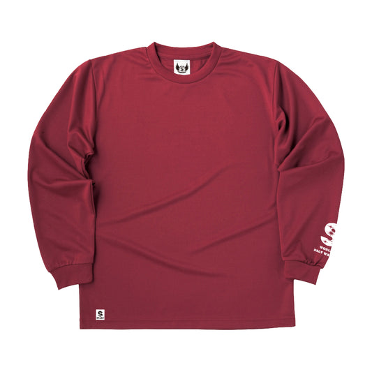 【残りわずか!3Lのみ】羽根ロゴバックプリント長袖ドライTシャツ / バーガンディ