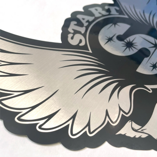 【特大】START羽根ロゴステッカーL / シルバー