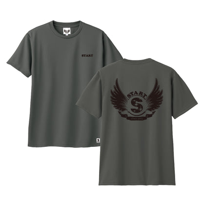 【5/16再入荷！】羽根ロゴドライ半袖Tシャツ / ダークグレー