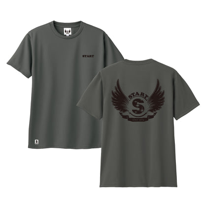 【5/16再入荷！】羽根ロゴドライ半袖Tシャツ / ダークグレー
