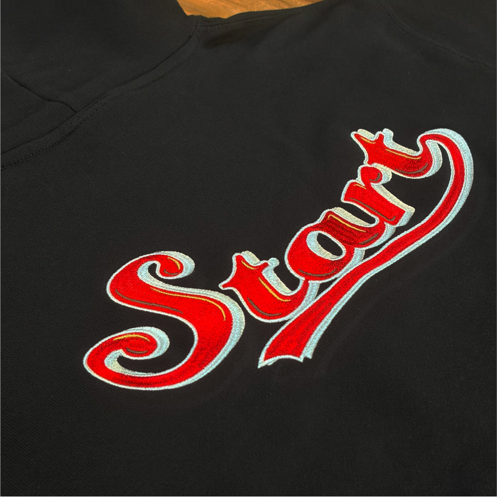 【11/1新入荷】STARTプレミアムロゴ刺繍プルオーバーパーカー(裏パイル) / 黒