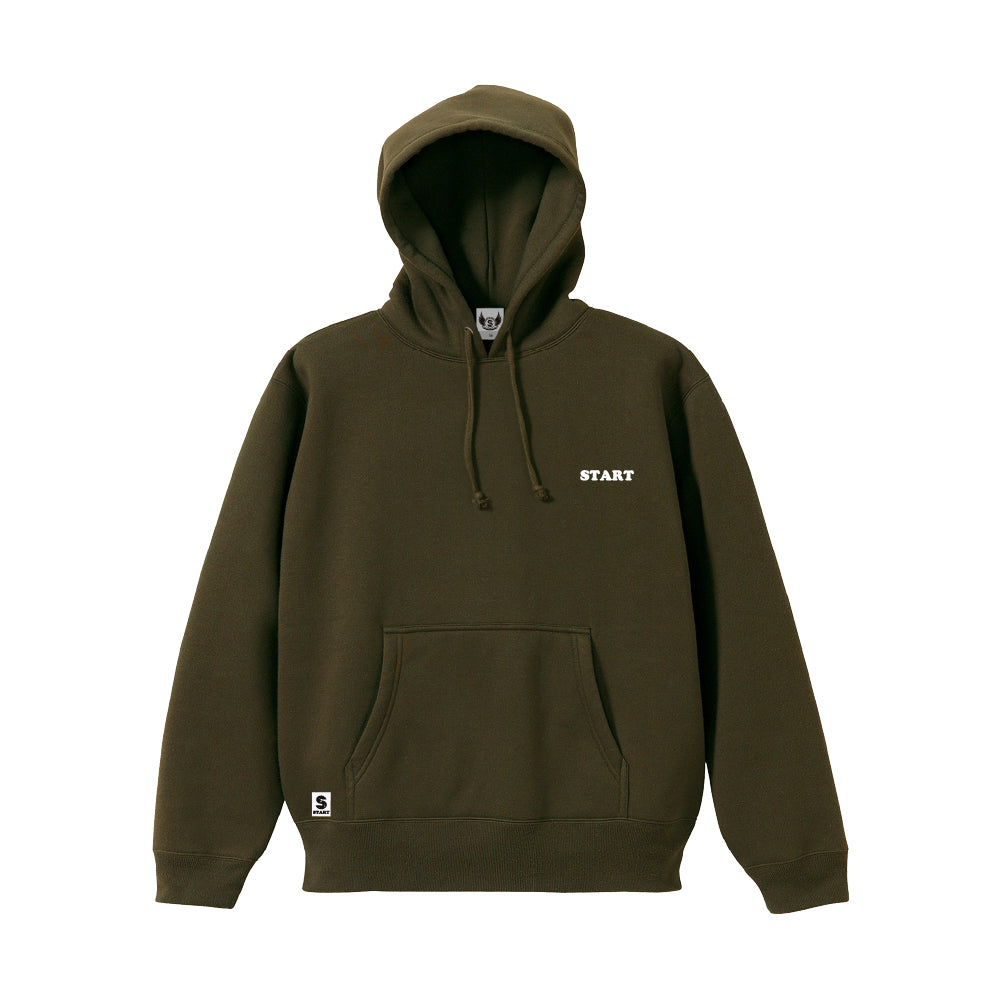 【11/1新入荷】羽根ロゴバックプリント プルオーバーパーカー(裏起毛) / オリーブ