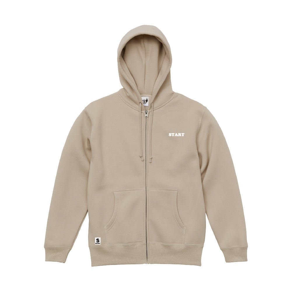 【残りわずか！サイズXL,XXLのみ】羽根ロゴ ジップパーカー(裏起毛) / サンドベージュ