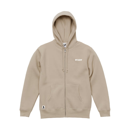 【残りわずか！サイズXL,XXLのみ】羽根ロゴ ジップパーカー(裏起毛) / サンドベージュ