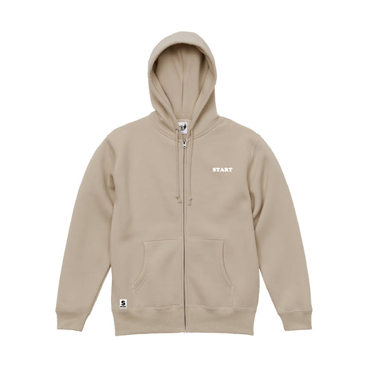 【残りわずか！サイズXL,XXLのみ】羽根ロゴ ジップパーカー(裏起毛) / サンドベージュ