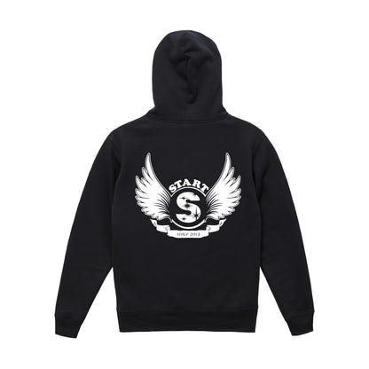 【ラスト1枚！サイズM】羽根ロゴ ジップパーカー(裏起毛) / 黒