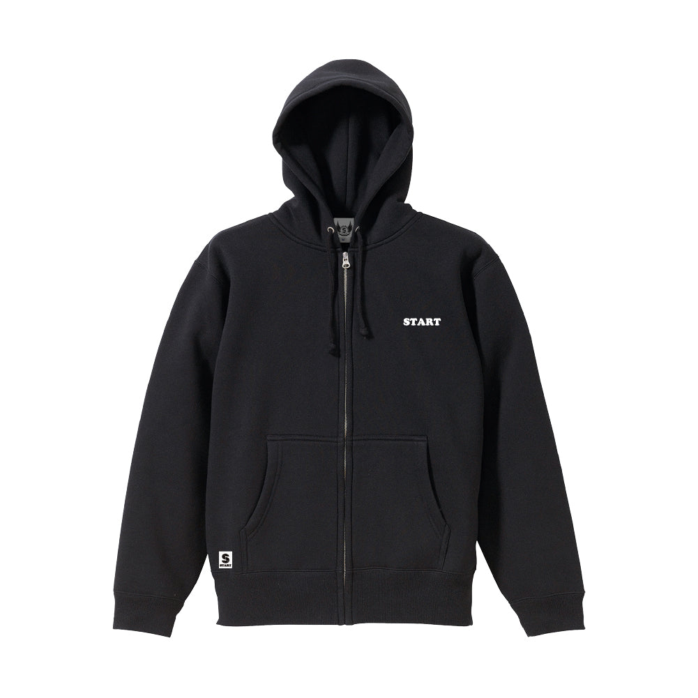 【ラスト1枚！サイズM】羽根ロゴ ジップパーカー(裏起毛) / 黒