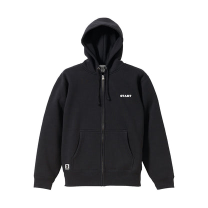 【ラスト1枚！サイズM】羽根ロゴ ジップパーカー(裏起毛) / 黒