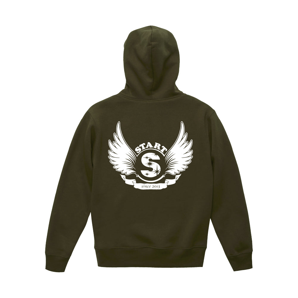 【11/1新入荷】羽根ロゴ ジップパーカー(裏起毛) / オリーブ