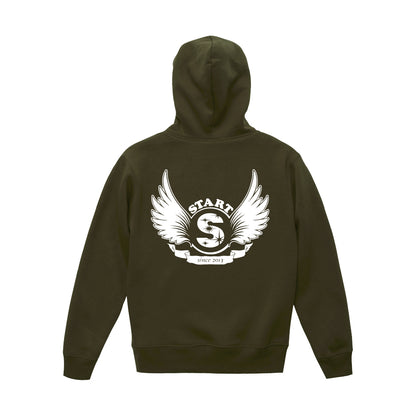 【11/1新入荷】羽根ロゴ ジップパーカー(裏起毛) / オリーブ