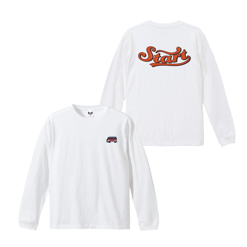STARTバス刺繍長袖Tシャツ / 白