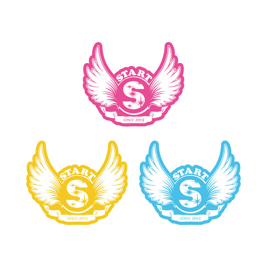 【11/1新入荷】【ミニ】START羽根ロゴステッカーSS 3色セット ピンク・イエロー・ライトブルー