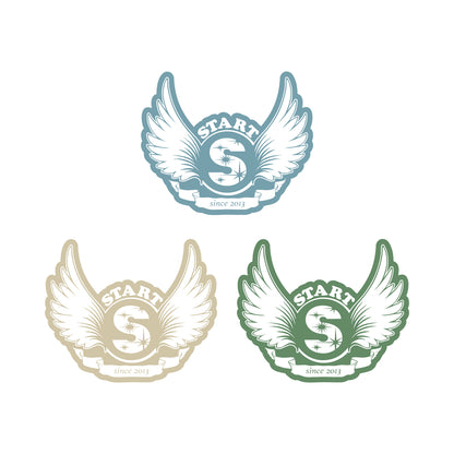 【11/1新入荷】【ミニ】START羽根ロゴステッカーSS 3色セット くすみブルー・くすみベージュ・くすみグリーン