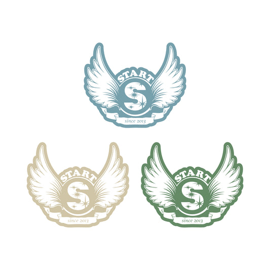 【11/1新入荷】【ミニ】START羽根ロゴステッカーSS 3色セット くすみブルー・くすみベージュ・くすみグリーン
